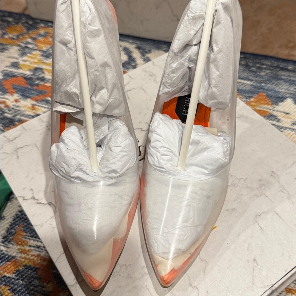 Jessica Rich Gold and Clear Stiletto Heels